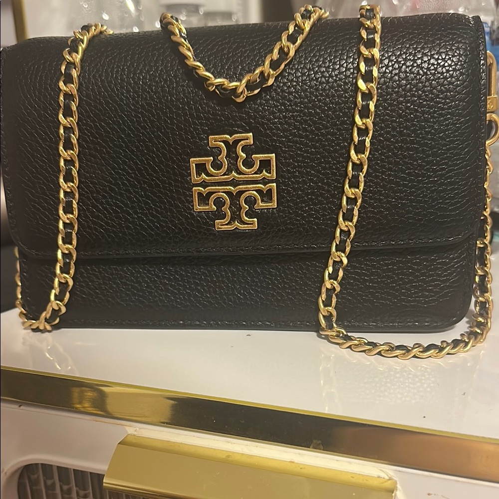 Tory Burch Black Leather Chain Bag